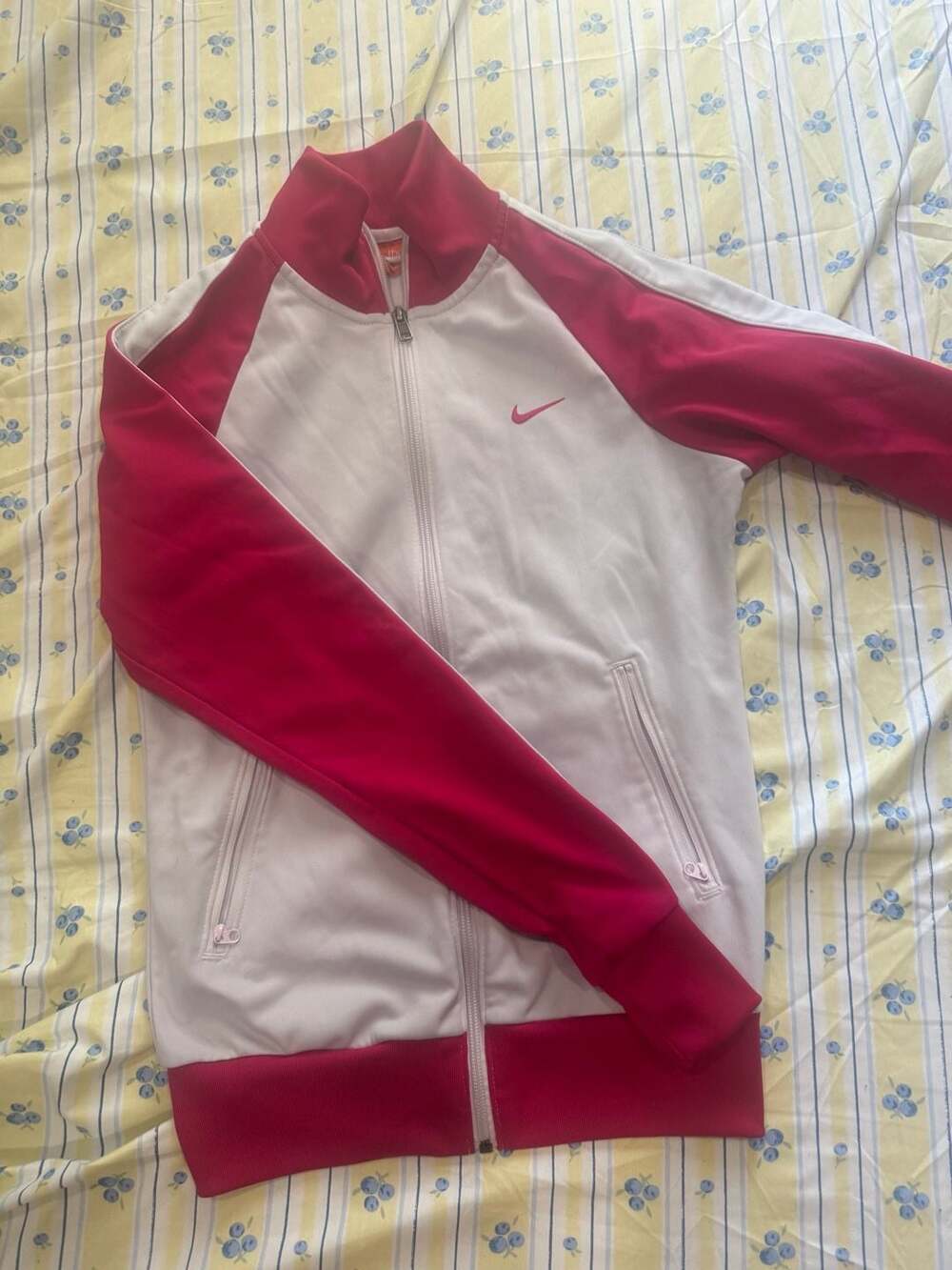 Nike Women's Pink and White Full Zip Track Jacket